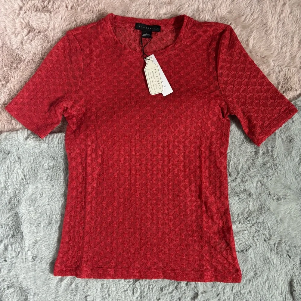 Sanctuary orange sheer short sleeve top